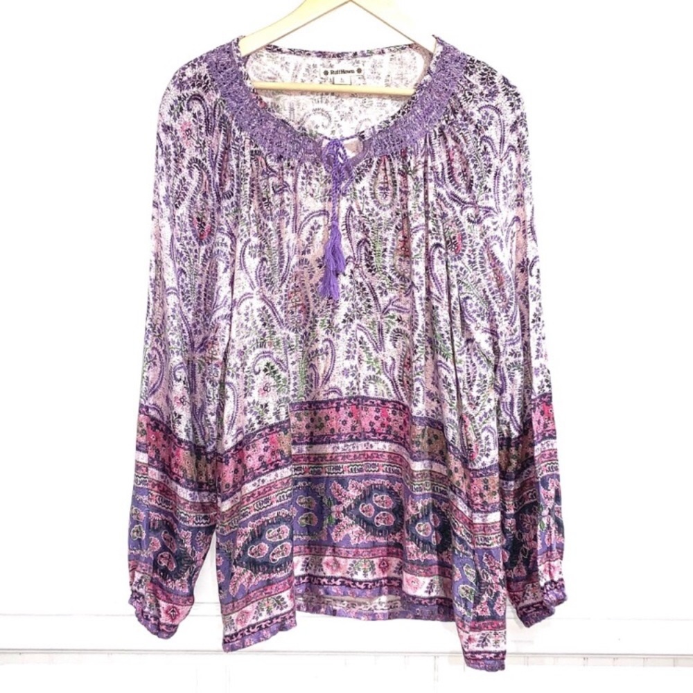 Ruff Hewn blouse peasant tassel top soft large